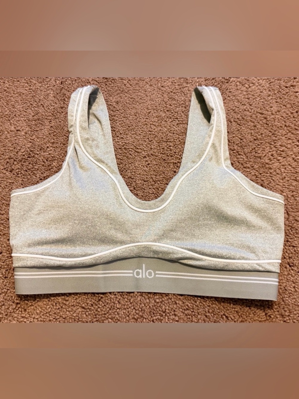 ALO Yoga Silver Shimmer Scoop-Front Sports Bra